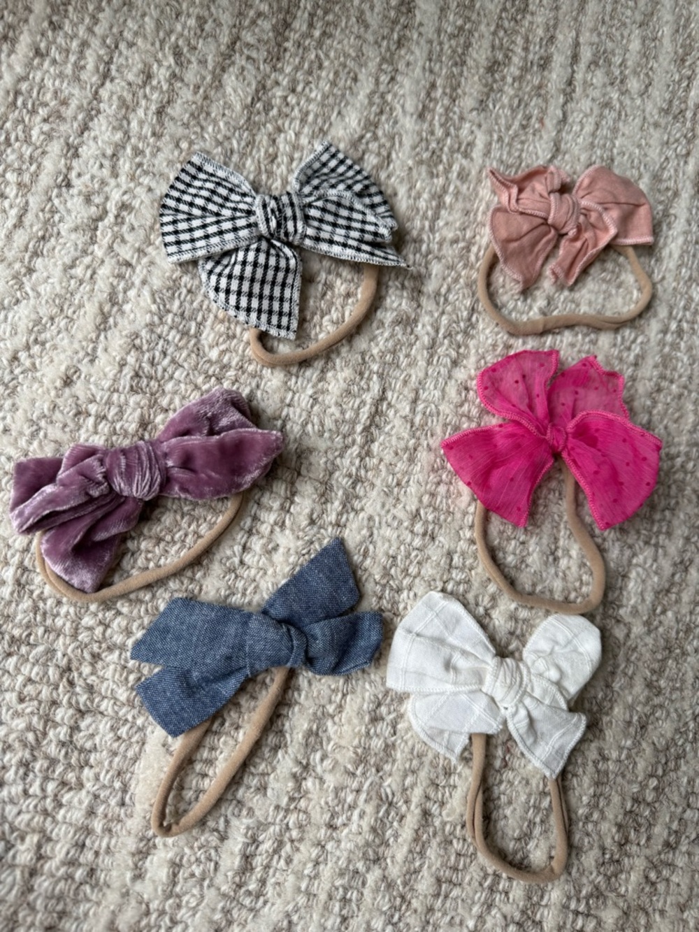 Poppy & Co bow set - Pink, White, Blue, Purple, Black/White Gingham, Blush